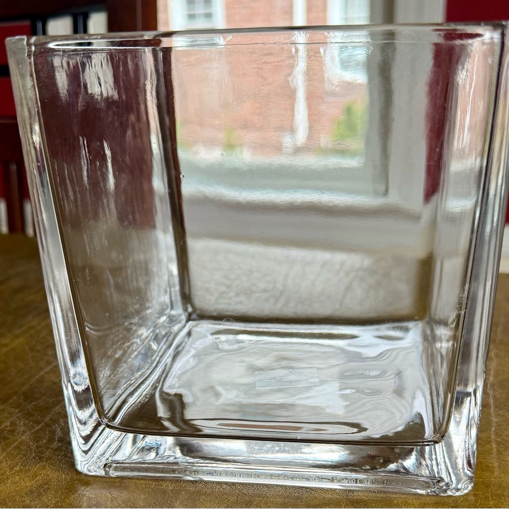 Clear Glass Square Vase